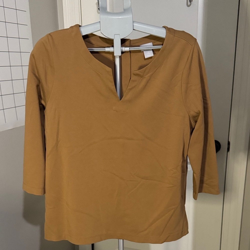 Chico's Camel V-Neck Blouse